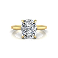 Moissanite Cushion Cut Hidden Halo Ring