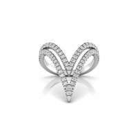 Round Moissanite Deep V Double Row Chevron Band