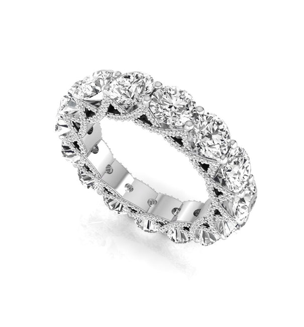 Round Moissanite Eternity Wedding Band