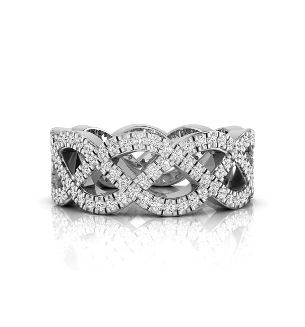 Round Moissanite Criss Cross Braided Eternity Wedding Band