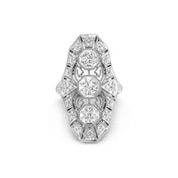 Old European Cut Moissanite Three Stone Art Deco Filigree Ring For Wedding