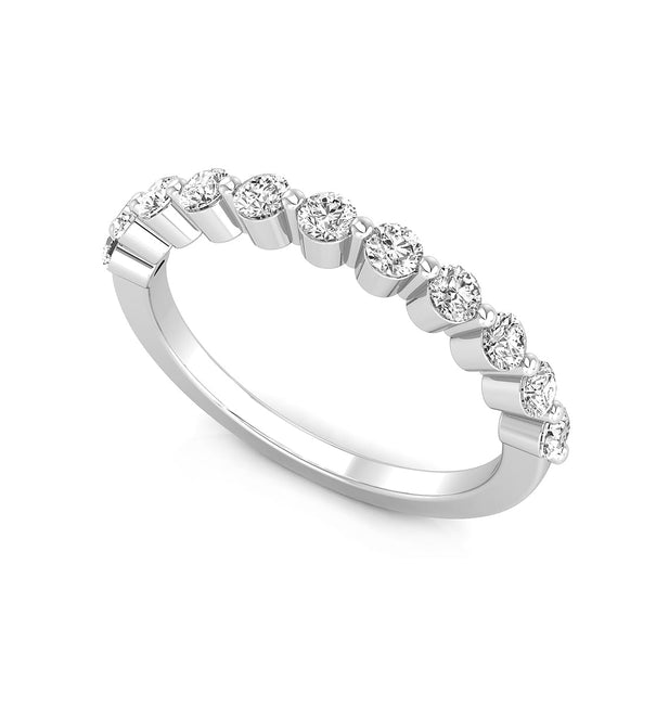 Round Cut Moissanite Half Eternity Engagement Band Ring For Women