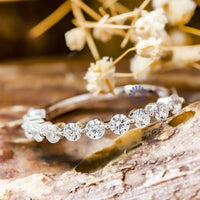 Moissanite Half Eternity Engagement Band Ring For Women