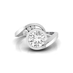 Round Moissanite Swirl Bypass Shank Designer Ring