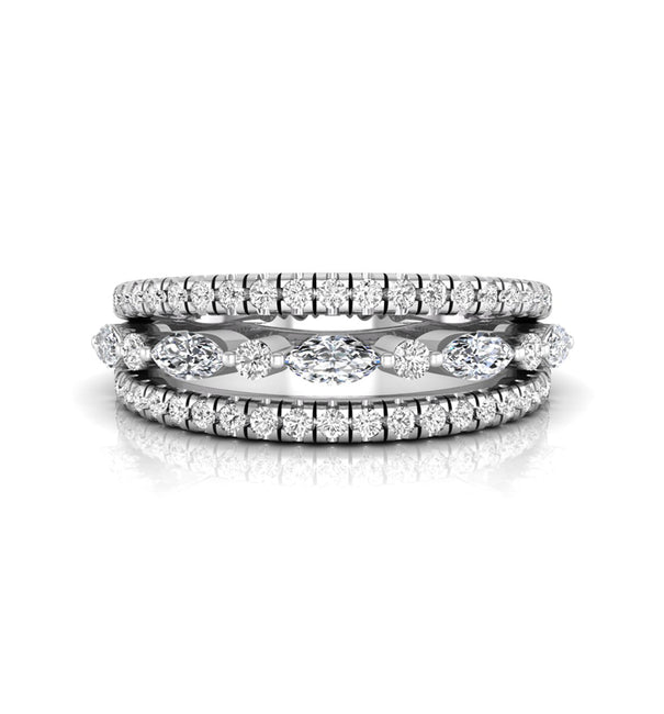 Marquise & Round CZ Stone Half Eternity Wedding Band