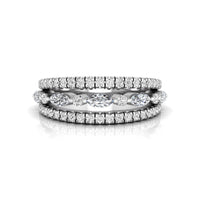 Marquise & Round CZ Stone Half Eternity Wedding Band