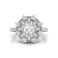 Round Moissanite Milgrain Floral Engagement Ring