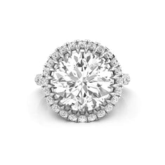 Rose Cut Moissanite Halo Art deco Vintage Look Engagement Ring