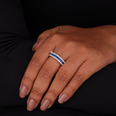 Channel Set Half Eternity Stacking Band Ring For Women - alternate view