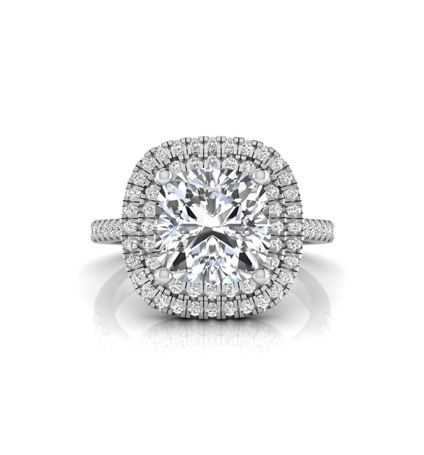 Cushion Moissanite Double Halo Wedding Ring