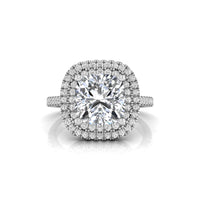 Cushion Moissanite Double Halo Wedding Ring