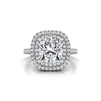 Cushion Cut Moissanite Double Halo Wedding Ring