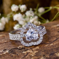 Heart Cut CZ Stone Hollow Heart Shape ring