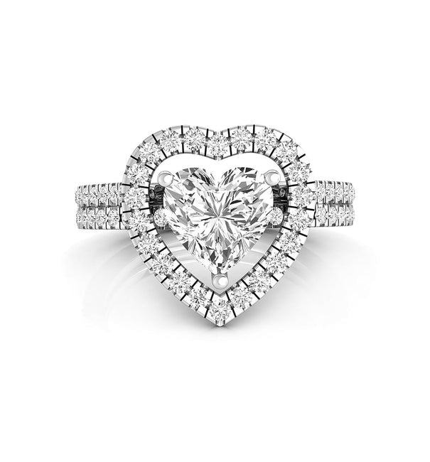 Heart Cut CZ Stone Hollow Heart Shape Two Piece Stackable Ring Set For Women