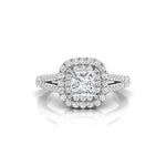 Double Halo Split Shank Princess Moissanite Ring