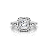 Double Halo Split Shank Princess Moissanite Ring