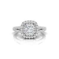 Double Halo Split Shank Princess Moissanite Ring