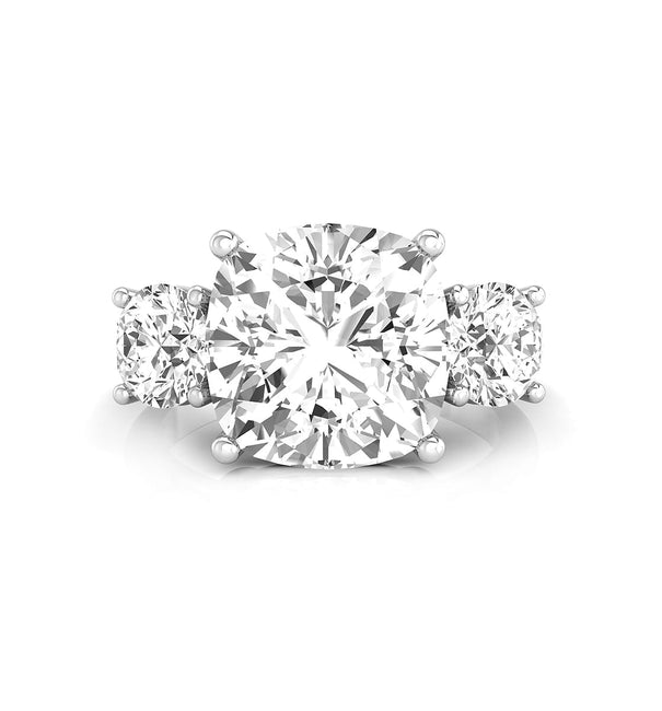 Cushion & Round Cut Moissanite Three Stone Promise Ring For Women