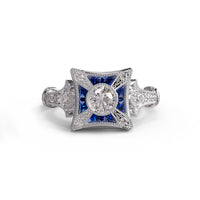 Vintage-Inspired Art Deco Blue Sapphire Engagement Ring