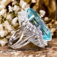 Aqua Emerald Cut CZ Stone Cocktail Party Wear Ring For Women