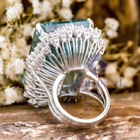 Aqua Emerald Cut CZ Stone Cocktail Party Wear Ring For Women