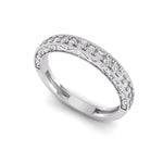 Round Moissanite Milgrain Art Deco Half Eternity Stacking Wedding Band