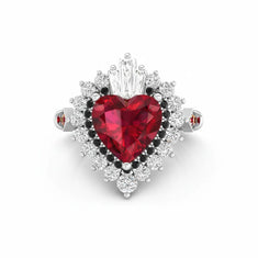 Heart Shape CZ Halo Ring | 925 Sterling Silver | 10mm | US 5.50