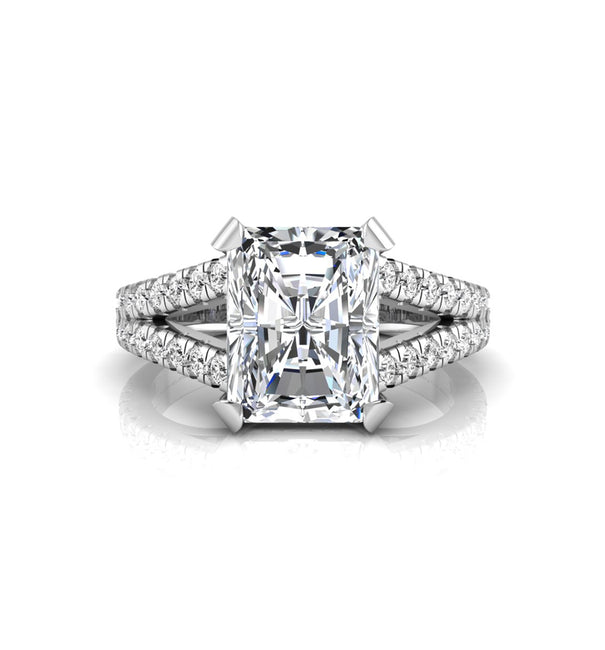 Radiant Cut Moissanite Split Shank Wedding Ring