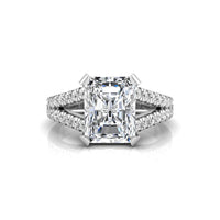 Radiant Cut Moissanite Split Shank Wedding Ring