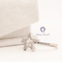 Moissanite Trendy Star Shape Engagement Ring For Girl-Women