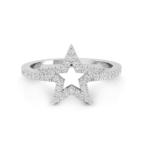 Round Cut Moissanite Trendy Star Shape Engagement Ring For Girl-Women