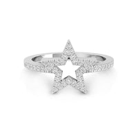 Round Cut Moissanite Trendy Star Shape Engagement Ring For Girl-Women