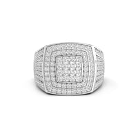 Round Cut Moissanite Cluster Halo Men's Ring
