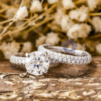 Round Cut Moissanite Stackable Ring Set For Wedding Engagement