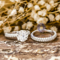 Round Cut Moissanite Stackable Ring Set For Wedding Engagement