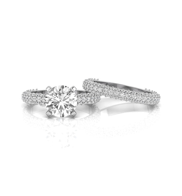 Round Cut Moissanite Stackable Ring Set For Wedding Engagement