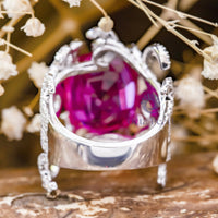 Pink Cushion Cut CZ Stone Unique Shank Cocktail Engagement Ring For Women