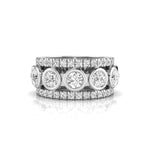 Round Moissanite Bezel Set Three Row Eternity Band