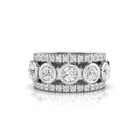 Round Moissanite Bezel Set Three Row Eternity Band