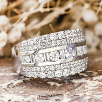 Round With Baguette Cut CZ Stone Channel Setting Wedding Band Ring