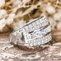 Round With Baguette Cut CZ Stone Channel Setting Wedding Band Ring