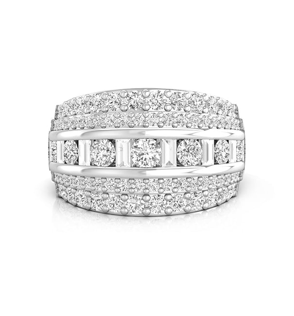 Round With Baguette Cut CZ Stone Channel Setting Wedding Band Ring