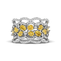 Yellow Oval & Round Cut CZ Stone Unique Ring For Proposal-Mother's Day Gift