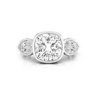 Three Stone Bezel Set Engagement Proposal Ring