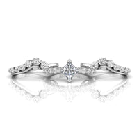 Princess Cut Moissanite Curved Trio Bridal Ring Set