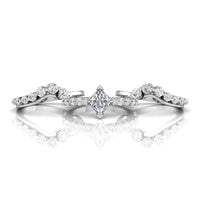 Princess Cut Moissanite Curved Trio Bridal Ring Set