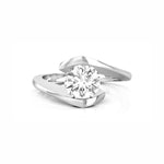 Tension Set Round Cut Moissanite Solitaire Bypass Shank Ring For Women