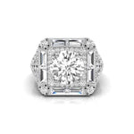 Old European Cut CZ Stone Square Halo Women's Ring