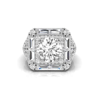 Old European Cut CZ Stone Square Halo Women's Ring