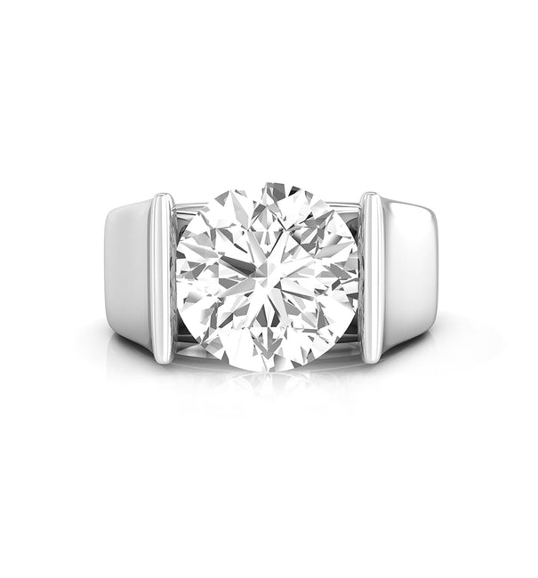 Tension Set Round Cut Moissanite Solitaire Engagement Ring For Men-Women